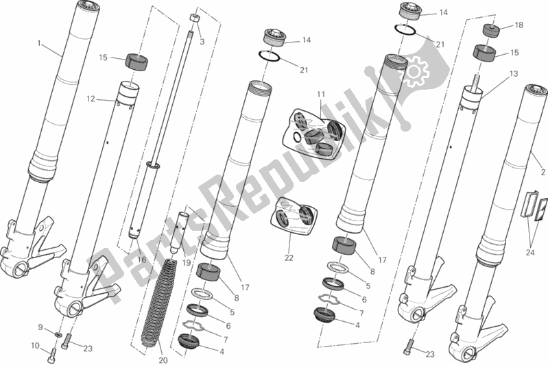 All parts for the 024 - Front Fork of the Ducati Monster 796 Thailand 2014
